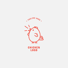Chicken logo, Fried chicken restaurant, Rooster mascot, chicken farm and egg vector illustration.
