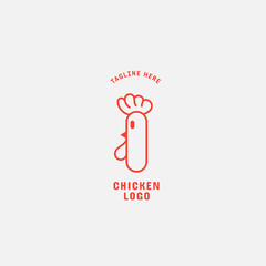 Chicken logo, Fried chicken restaurant, Rooster mascot, chicken farm and egg vector illustration.