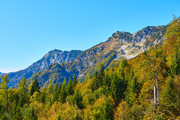 Beautiful Landscape in Austrian Alps with top mountain.