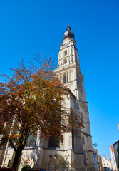 Fototapeta na wymiar Roman Catholic cathedral St. Stephan is located in Braunau am Inn, Austria.
