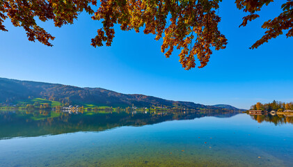 Fototapeta na wymiar Lake Irrsee in the Austrian Alps.