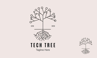 Tech Tree Logo Design Template-tech tree electrical circuit digital logo,  icon.
