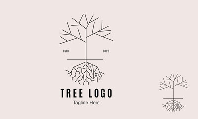Tree Logo Design Template Without Leaf And With Root.