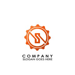Letter S Logo. Modern Techno Gear Initial Logo Template Design