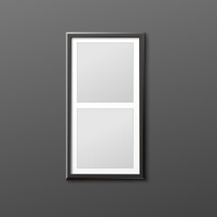 Blank frame mockup divided in two parts, realistic vector illustration isolated.