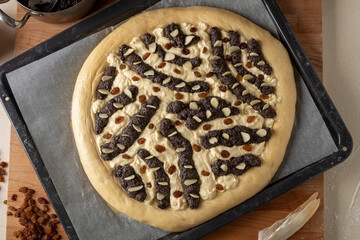 Chodsky kolac - traditional Czech sweet cake with poppy seeds and curd