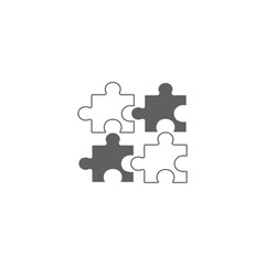Puzzle flat icon vector set gray. Plugins symbol, logo illustration.