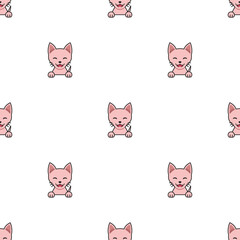 Fototapeta na wymiar Cartoon character sphynx cat seamless pattern background for design.