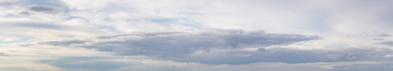 Panorama of the sky with gray clouds in cloudy weather