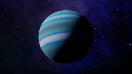 blue giant planet in space