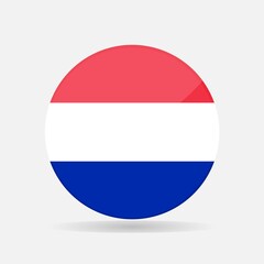 Round netherlands flag vector icon isolated, netherlands flag button