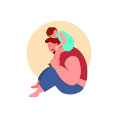 Fathers Day greeting card. Bright flat style picture for blogs and social media, greeting cards, prints, posters. Flat vector illustration