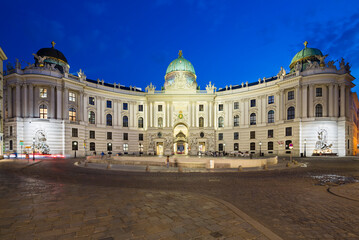 Fototapeta na wymiar The Hofburg at Michaelerplatz, Vienna, Austria At Night