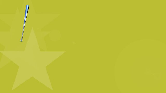 Yellow background with a baseball bat and animated stars