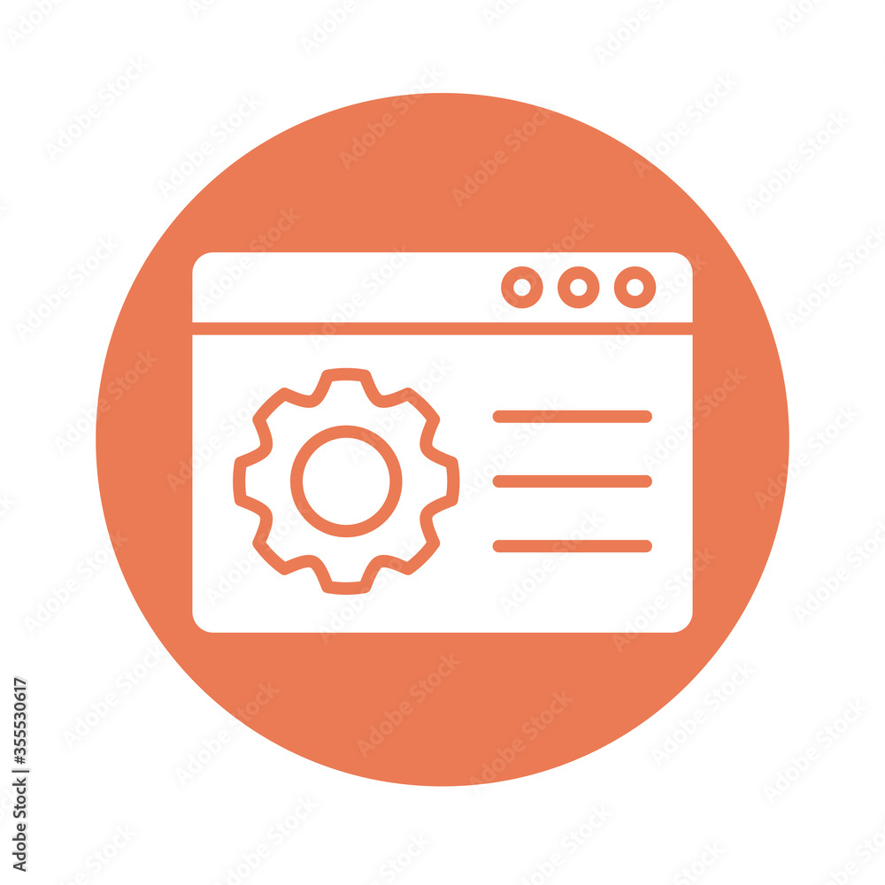 Poster webpage template with gears line style
