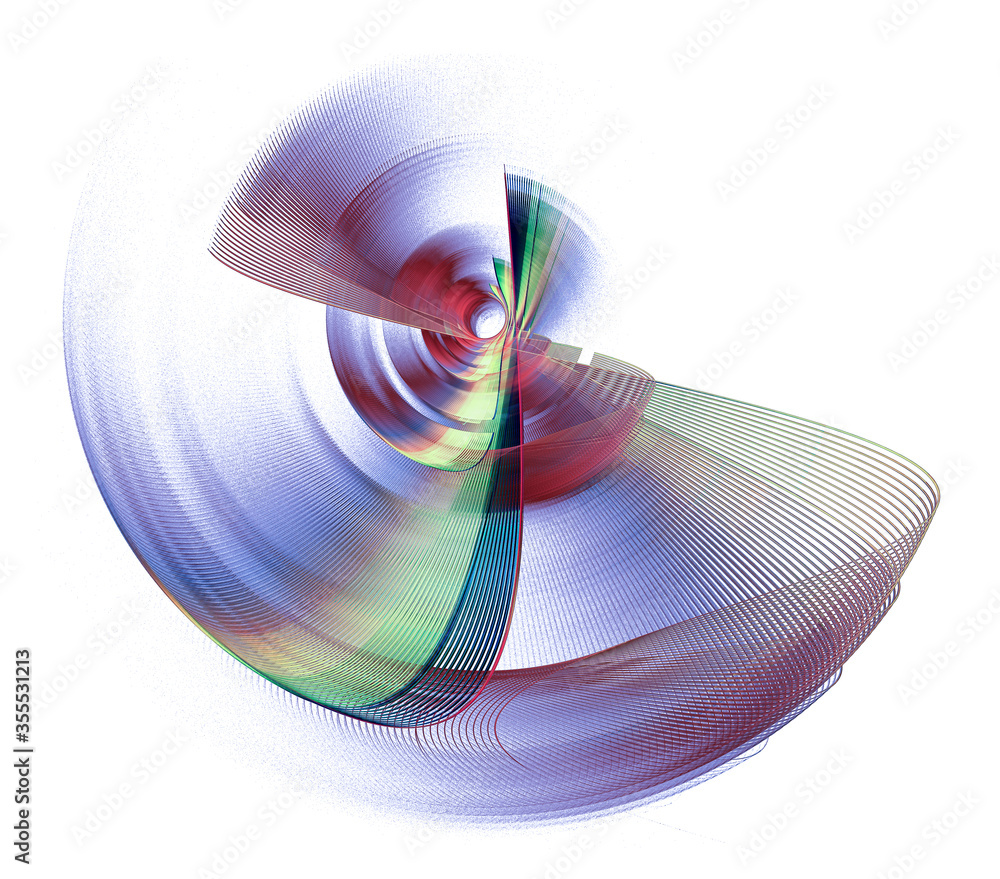 Poster Rotation of the propeller blades. Graphic design element. Technical symbol or logo on a white background. 3D rendering. 3D illustration.