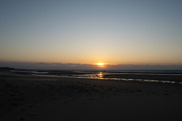 Sunset at the beach in blue hour