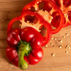 Red Pepper from above on chopping board