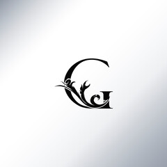 Art Deco Luxury G Letter logo, floral monogram and beautiful alphabet font. Art Deco in vintage style