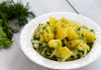 salad with potatoes and onion.