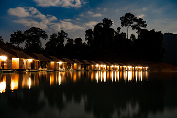 Fototapeta premium Vacation on the lake. Night in the jungle