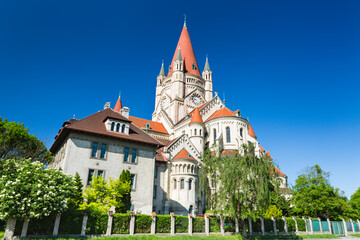 Fototapeta na wymiar St. Francis of Assisi Church, Vienna, Austria