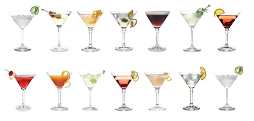 Foto op Plexiglas Set with different martini cocktails on white background, banner design © New Africa