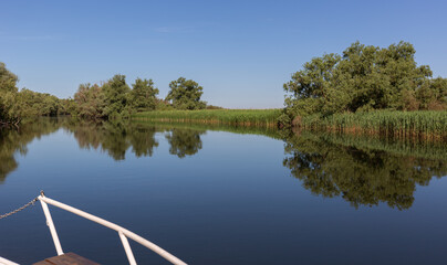 Boat trip in the beautiful Danube delta, a large biosphere reserve in Romania