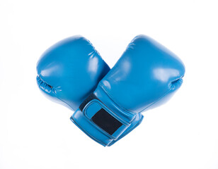 blue boxing gloves on a white background