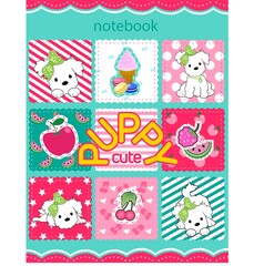 Fototapeta na wymiar branding cover puppy cute vector color notebook design