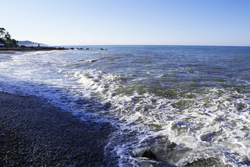 Fototapeta na wymiar Stones on the seashore, stones on the beach.