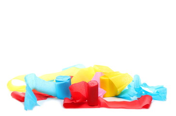 Colorful paper ribbon isolated on white background and texture