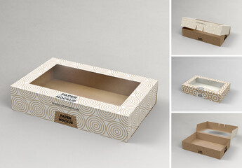 Flip Lid Box with Window Mockup with 3 Lid Options