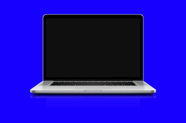 Laptop isolated on blue background