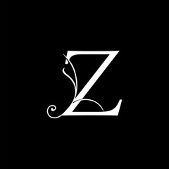Minimalist Initial Z letter Luxury Logo Design, vector decoration monogram alphabet font initial in art simple floral style.
