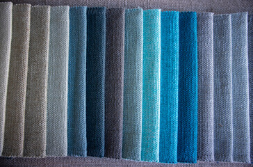 Samples of fabric color palette used for choosing right tone with customers