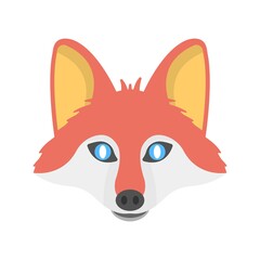 Illustration of fox head in flat design style. Fox icon for logo or mascot design.