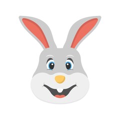 Cute bunny face icon in flat design style. Rabbit, hare symbol for creative mascot, logo design element.