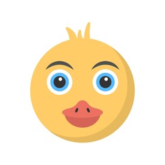 Duckling face icon in flat design style. Cute baby duck symbol for logo, mascot design element.