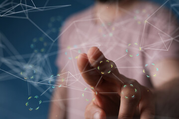 connection binary code interface digital touch