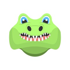Cute crocodile cartoon icon. Animated alligator icon in flat design style. Logo, mascot design element.