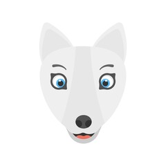Animated white fox icon in flat design style.