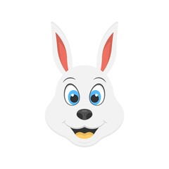Fototapeta na wymiar Smiling rabbit icon in flat design style. Easter bunny symbol for logo, mascot element.