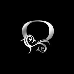 Baroque Luxury Gold Letter Q Floral Leaf Logo Icon, Classy monogram vintage vector design concept for brandidentity
