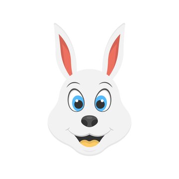 Smiling rabbit icon in flat design style. Easter bunny symbol for logo, mascot element.