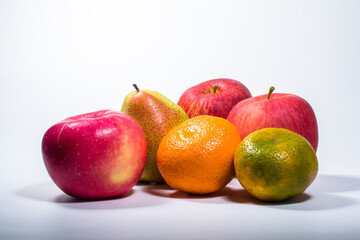 the apple, pear and orange fruits