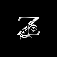 Baroque Luxury Gold Letter Z Floral Leaf Logo Icon, Classy monogram vintage vector design concept for brandidentity