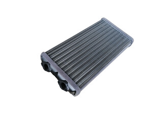 New car radiator heater isolated on white background. Spare parts. Engine water cooling radiators.