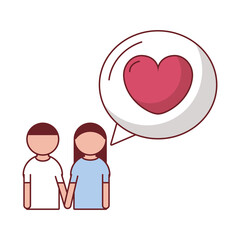 Couple with heart inside bubble vector design