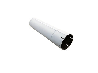 Receiving pipe of the truck exhaust system on an isolated white background. New car spare parts.